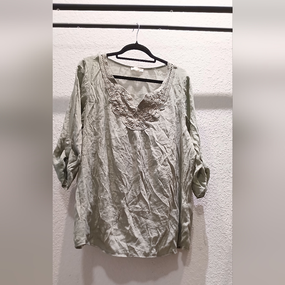 Elegant Gauze Like Green Women's Top
